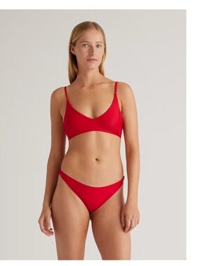 Quince Italian V-Neck Bikini Top Cherry new